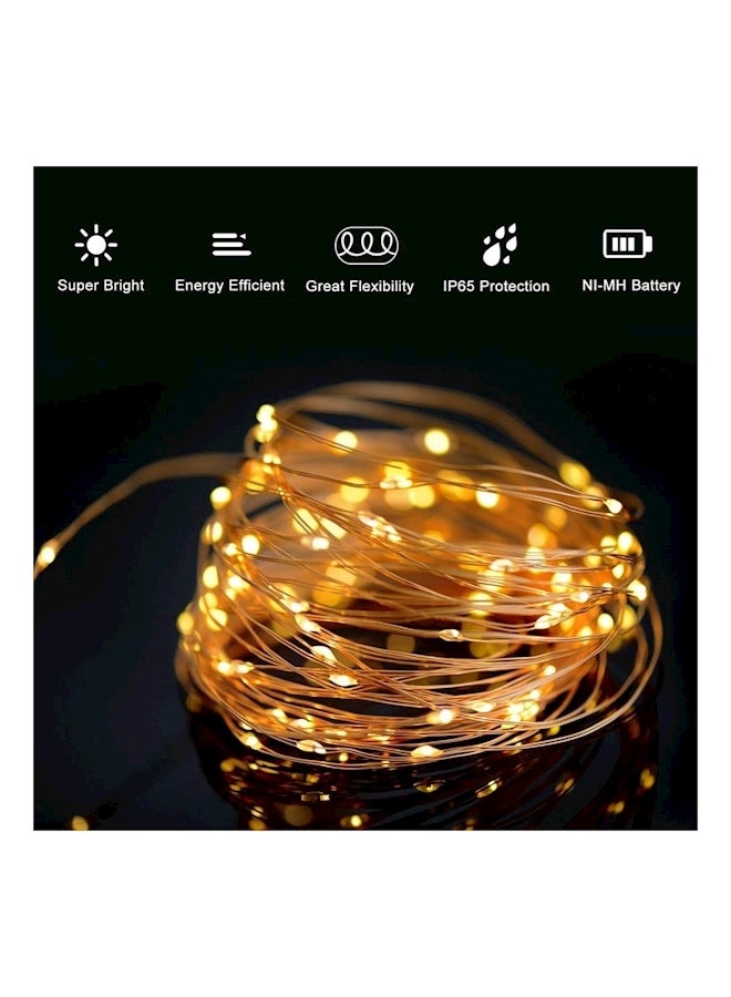TOPLUS 100 LED Solar Powered Waterproof Copper Wire Lights Yellow 100grams - Image 2